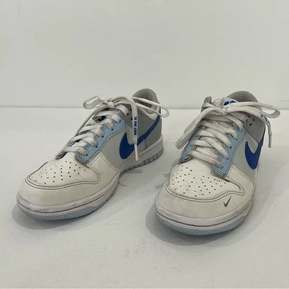 Nike Dunk Low Ivory Hyper Royal Just Stitch It FB1843-141 Size 4Y Women’s 5.5 - Picture 2 of 8